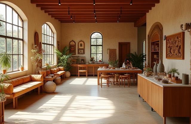 Interior view of Sentuhan Seni's welcoming craft studio and retail space in Kuala Lumpur