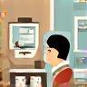 Illustration showing someone browsing online or in a shop with magnifying glass